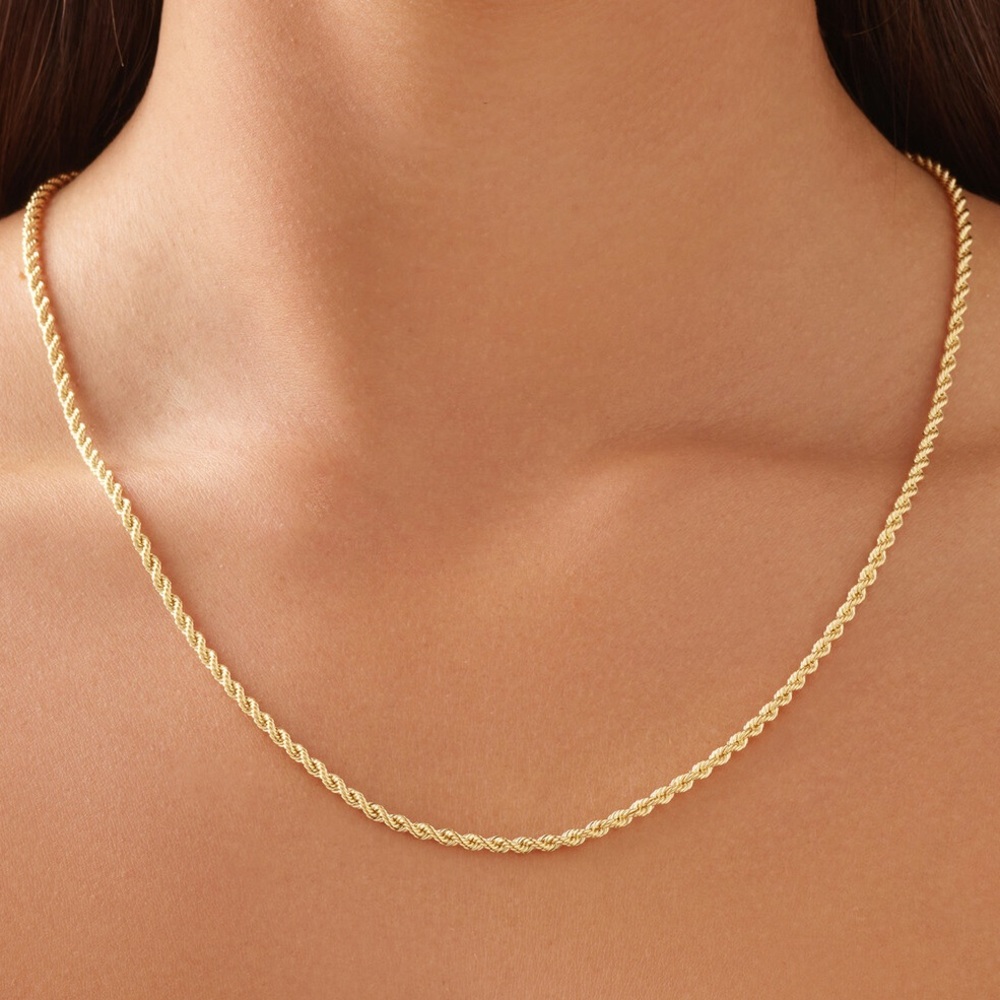 3mm Rope Chain Necklace*18K Gold Plated*Waterproof Necklace*Tarnish Free*ML